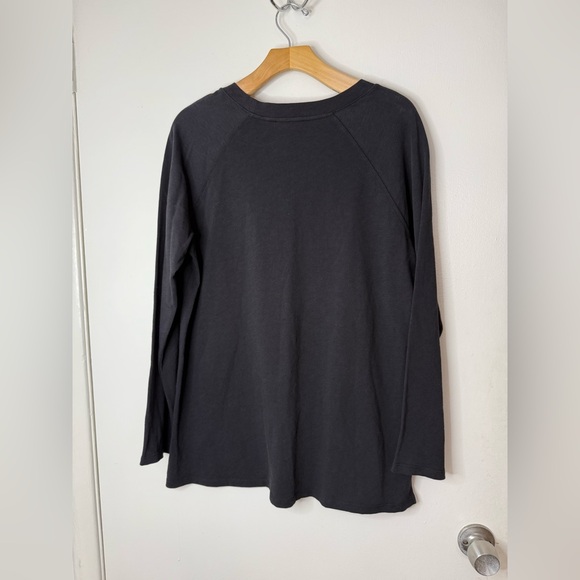 Eileen Fisher, black long sleeve pop over top with side slits. S - Picture 4 of 5